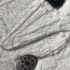 Silver and red stylish necklace set